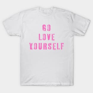 "Go Love Yourself" Spray Painted Style Typography Design T-Shirt